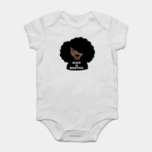 Black is Beautiful Melanin Girl Afro African Baby Bodysuit by logiamerch